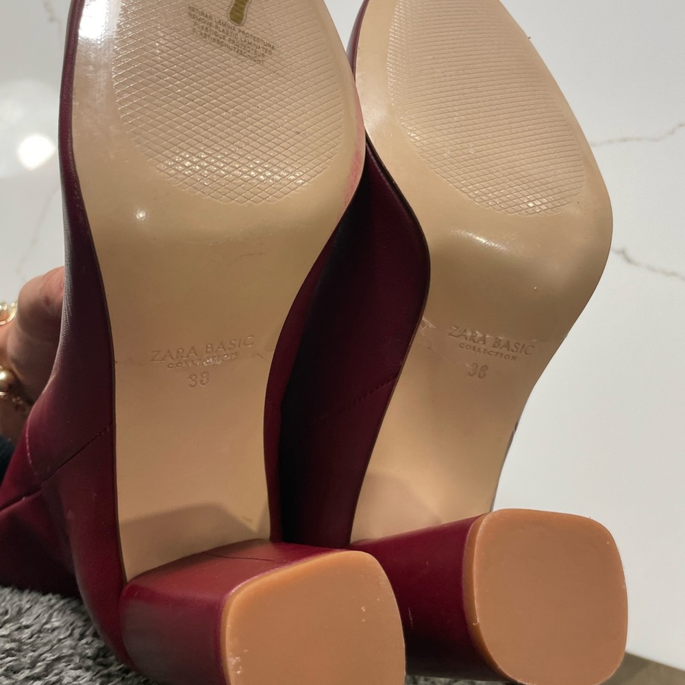 Zara burgundy leather boots - Picture 7 of 12
